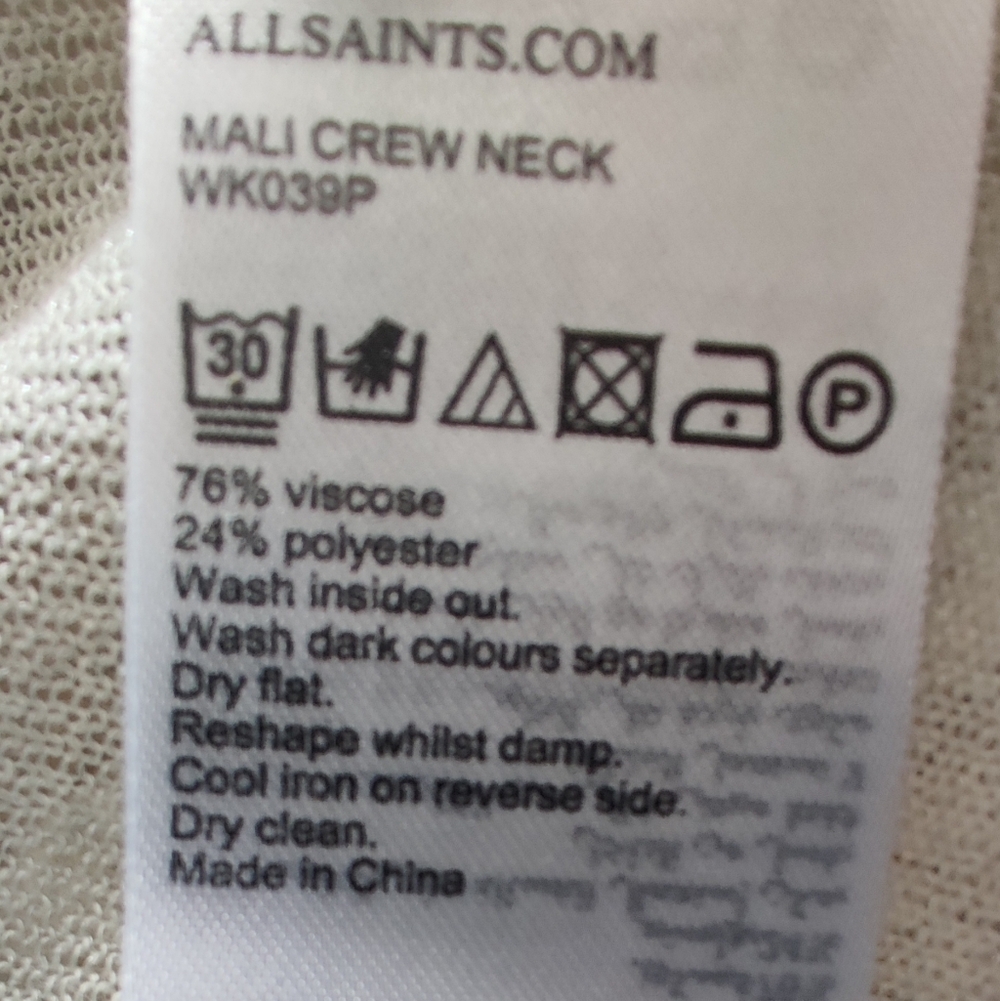 All Saints Mali Crew Neck Sweater In Light Gray Size Medium - Picture 8 of 8